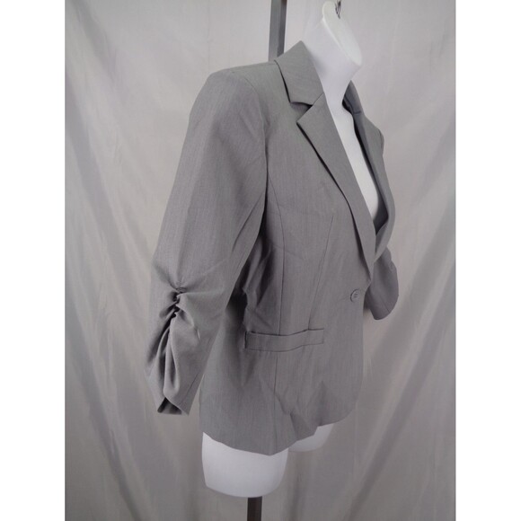 Elleven Gray Ruched 3/4 Sleeve Blazer Jacket Size Medium New - Picture 4 of 11